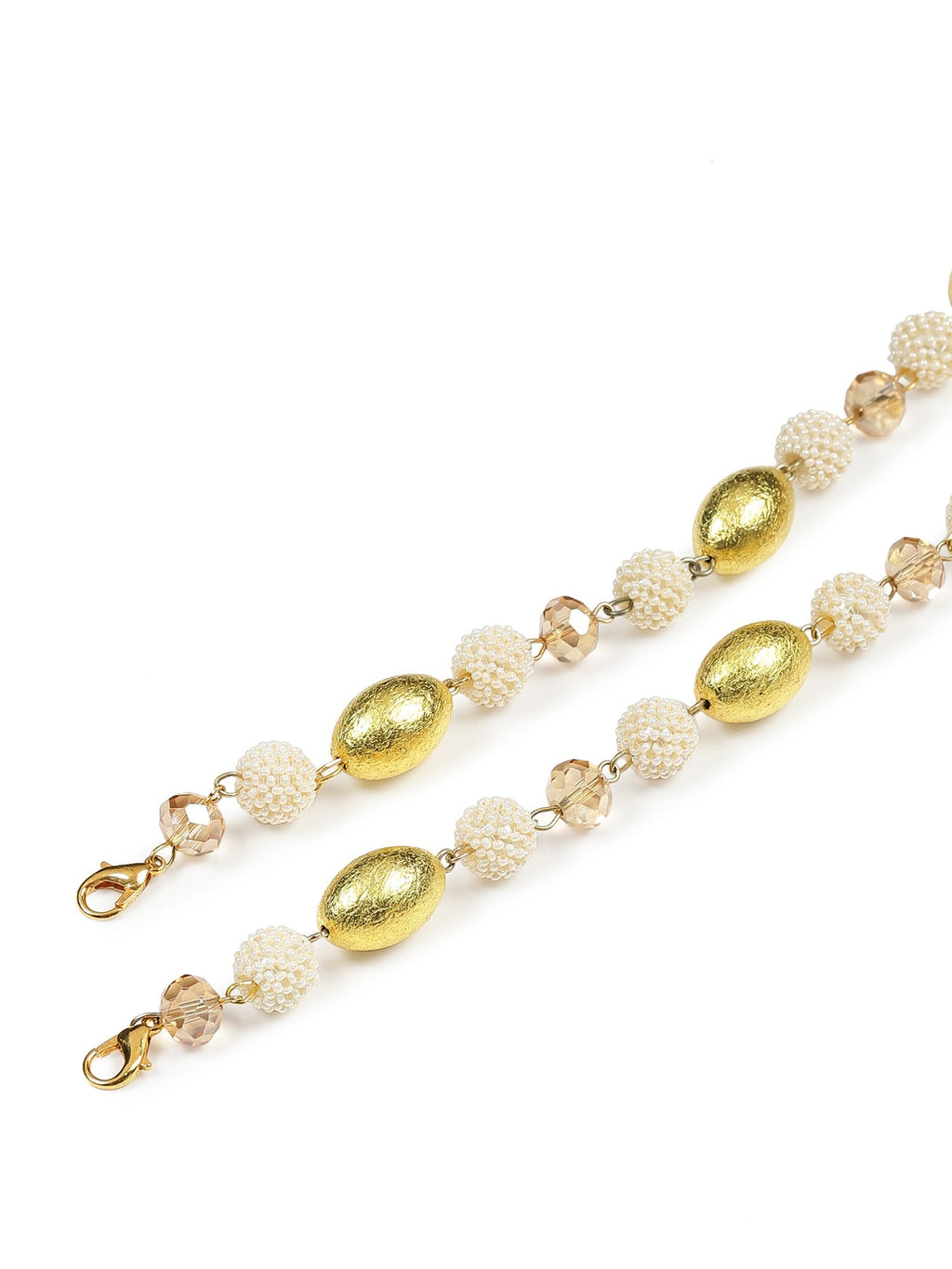 White Golden Embellished Mask Chain - Ruby Raang | Grocsy