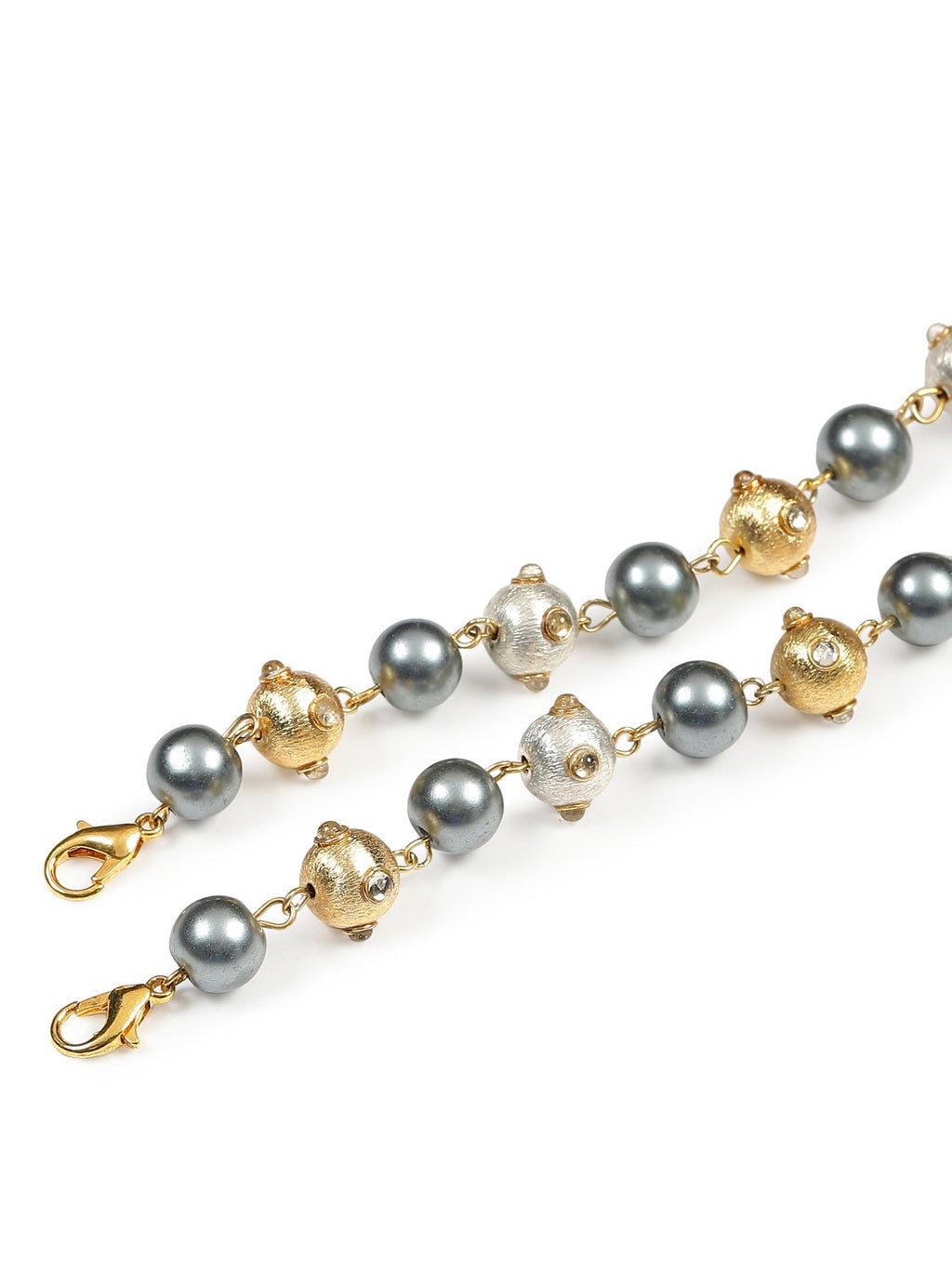 Gold-Toned Grey Beaded Mask Chain - Ruby Raang | Grocsy