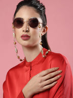 Women's White Embellished Mask Chain - Ruby Raang | Grocsy