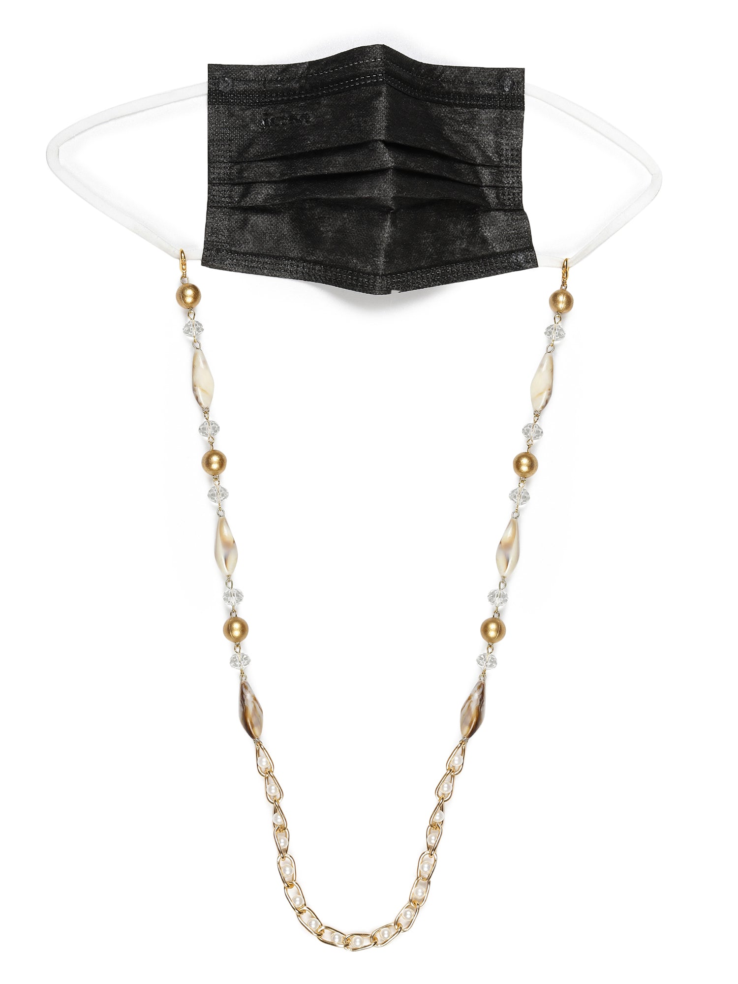 Women's White Embellished Mask Chain - Ruby Raang | Grocsy