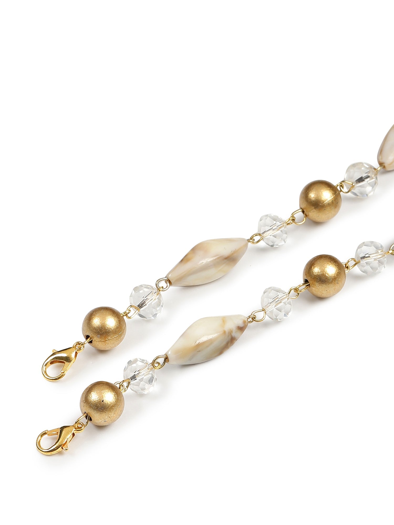 Women's White Embellished Mask Chain - Ruby Raang | Grocsy