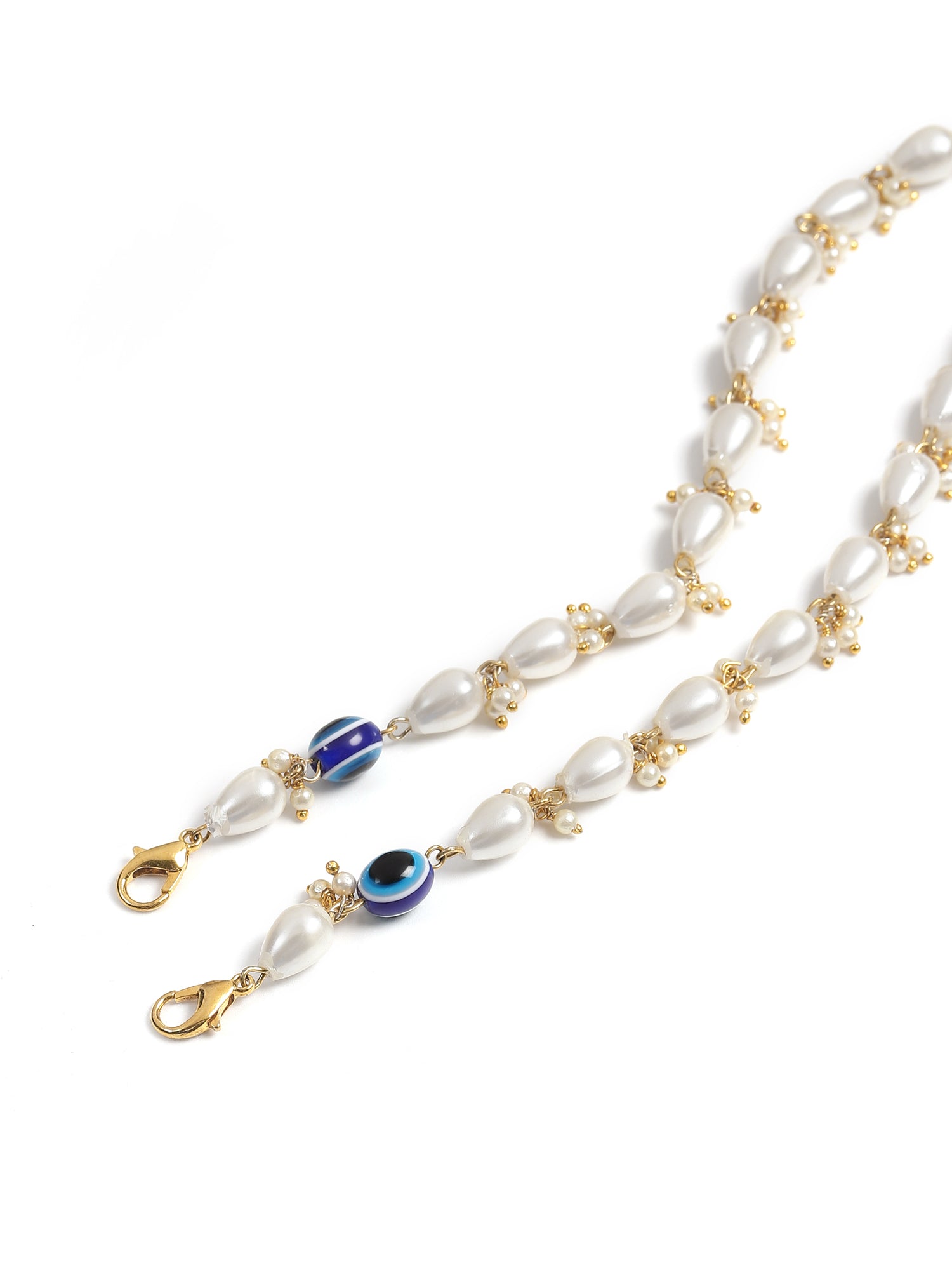 White Gold-Toned Embellished Mask Chain - Ruby Raang | Grocsy
