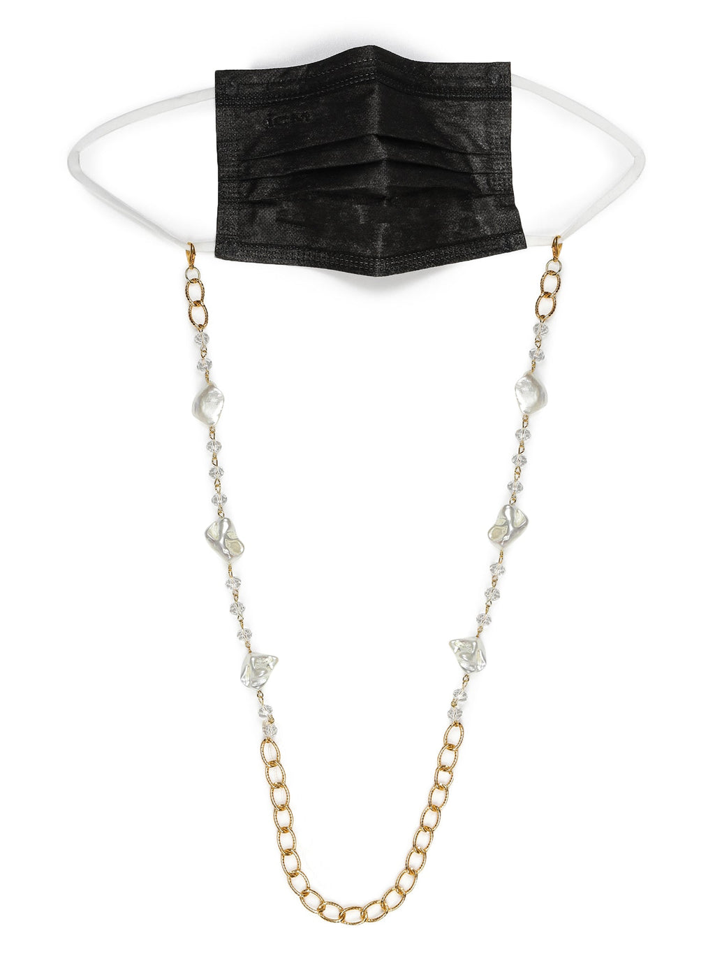 Gold Toned Embellished Mask Chain - Ruby Raang | Grocsy