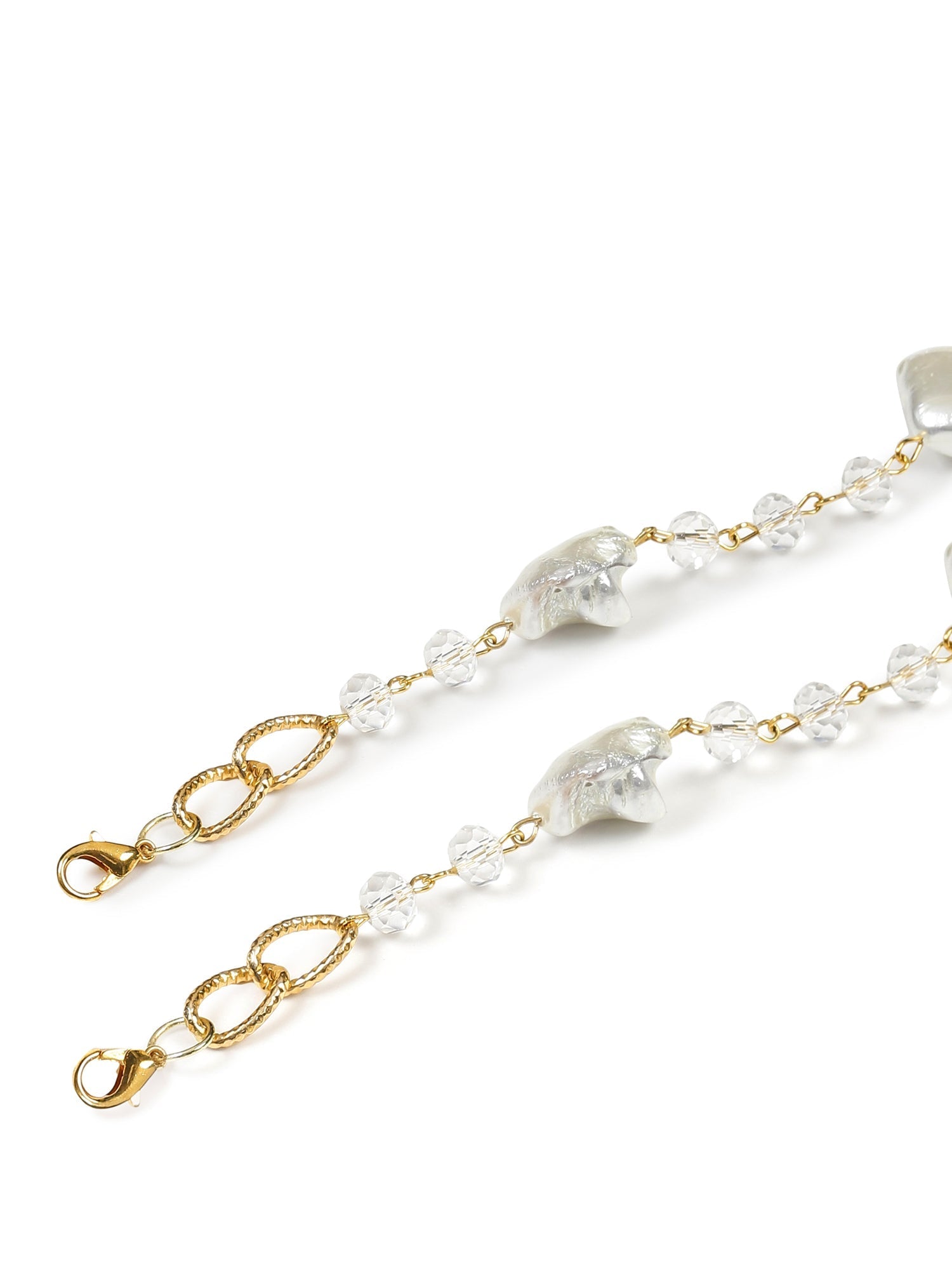 Gold Toned Embellished Mask Chain - Ruby Raang | Grocsy