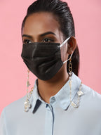 Gold Toned Embellished Mask Chain - Ruby Raang | Grocsy