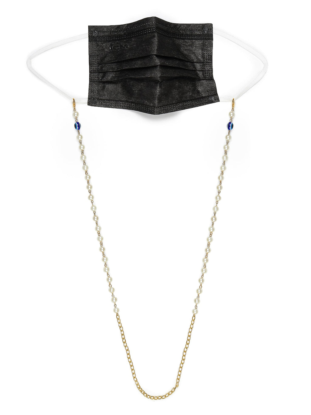 White Embellished Mask Chain - Ruby Raang | Grocsy