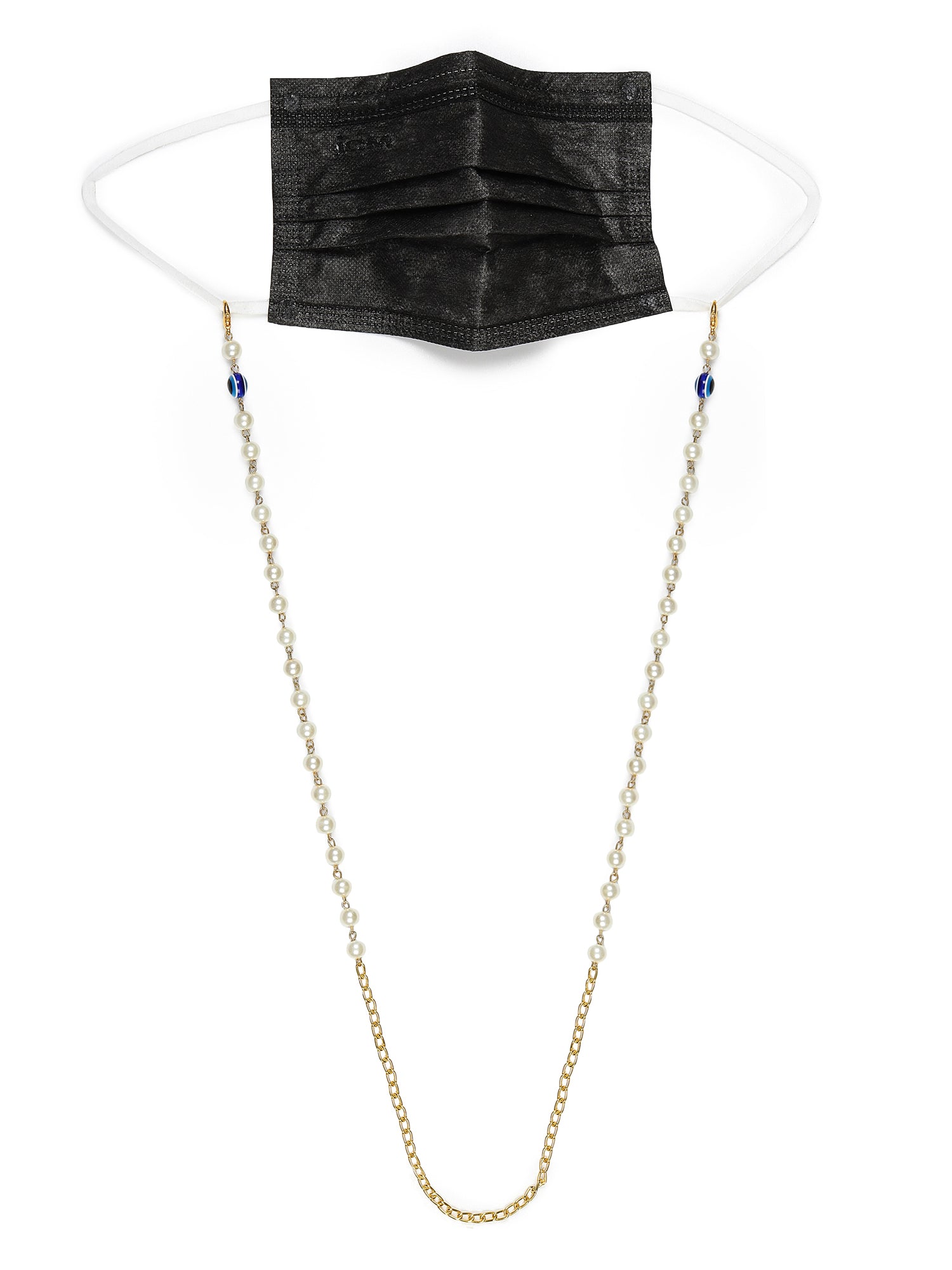 White Embellished Mask Chain - Ruby Raang | Grocsy