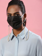 White Embellished Mask Chain - Ruby Raang | Grocsy