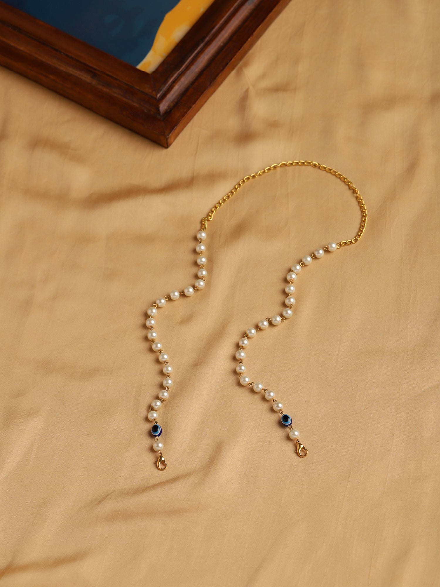 White Embellished Mask Chain - Ruby Raang | Grocsy