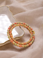 Gold-Polished Green Stone-Studded Beaded Meenakari Bangle - Ruby Raang