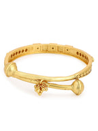 Gold-Polished White Red Stone Studded Beaded Bangle - Ruby Raang | Grocsy