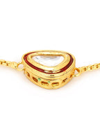Women's Gold-Polished Green Brass Kundan Charm Bracelet - Ruby Raang