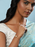 Women's Blue Gold-Toned Brass Handcrafted Gold-Polished Charm Bracelet - Ruby Raang | Grocsy