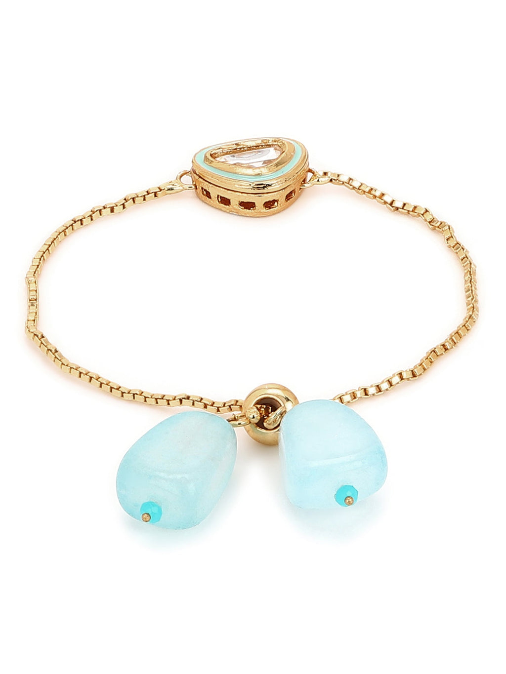 Women's Blue Gold-Toned Brass Handcrafted Gold-Polished Charm Bracelet - Ruby Raang | Grocsy