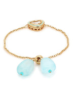 Women's Blue Gold-Toned Brass Handcrafted Gold-Polished Charm Bracelet - Ruby Raang | Grocsy