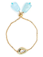 Women's Blue Gold-Toned Brass Handcrafted Gold-Polished Charm Bracelet - Ruby Raang | Grocsy