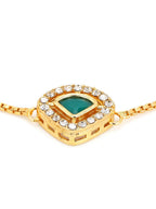 Women's Gold-Polished Green Brass Charm Bracelet - Ruby Raang
