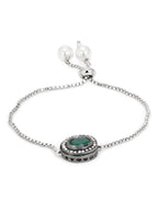 Women's Green Silver-Plated Brass Charm Bracelet - Ruby Raang