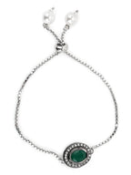 Women's Green Silver-Plated Brass Charm Bracelet - Ruby Raang