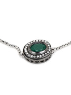 Women's Green Silver-Plated Brass Charm Bracelet - Ruby Raang