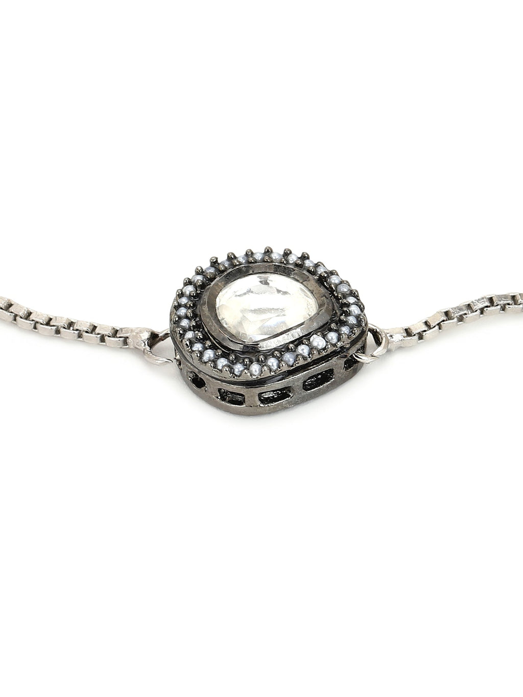 Women's Silver-Toned Brass Handcrafted Silver-Plated Charm Bracelet - Ruby Raang