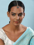 Silver-Plated Green Kundan Stone-Studded Maang Tikka - Ruby Raang | Grocsy