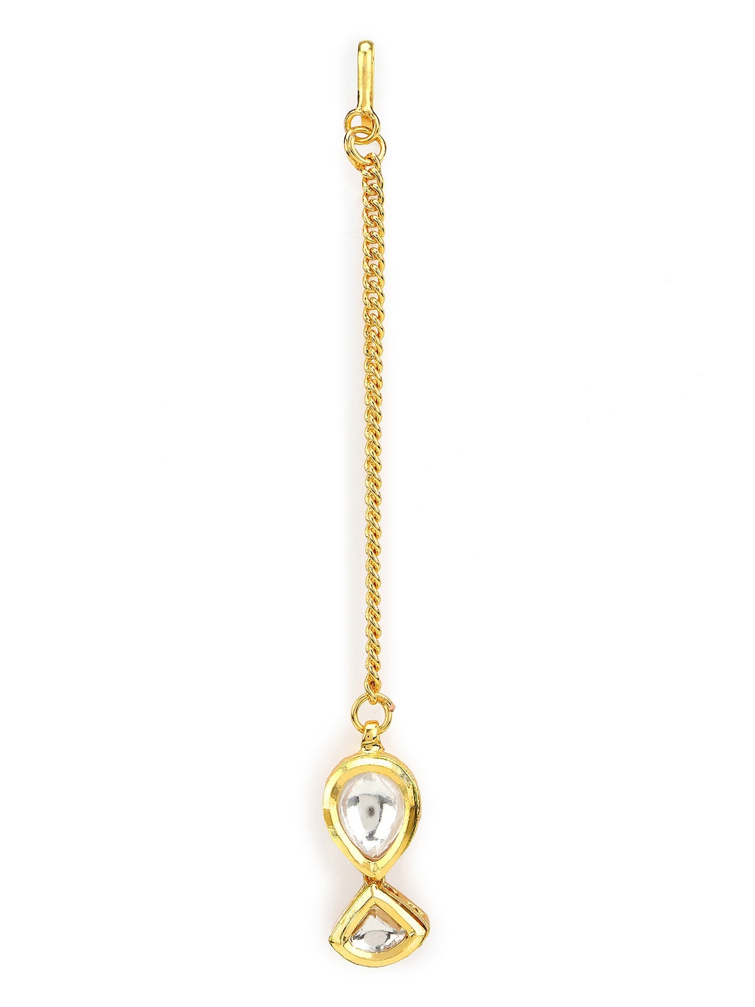 Gold-Polished White Kundan-Studded Maang Tikka - Ruby Raang | Grocsy