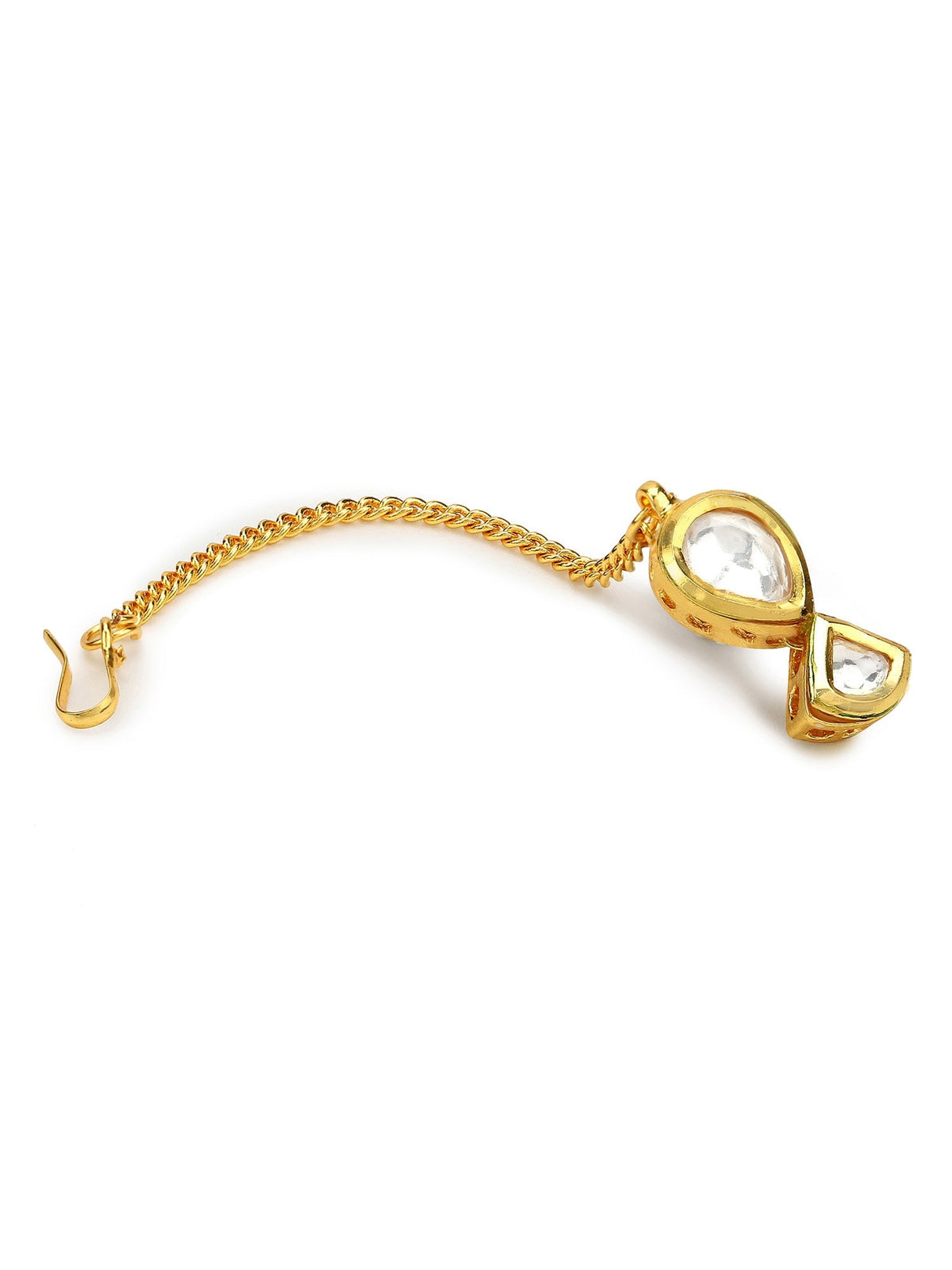 Gold-Polished White Kundan-Studded Maang Tikka - Ruby Raang | Grocsy