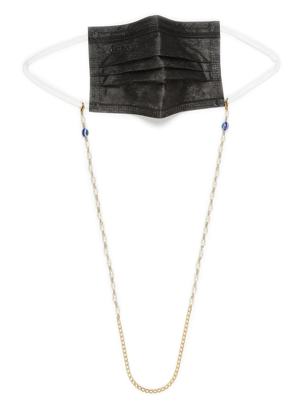Gold-Toned Embellished Mask Chain - Ruby Raang | Grocsy