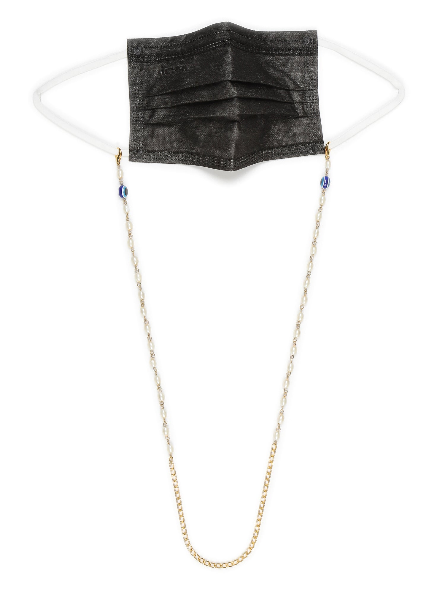 Gold-Toned Embellished Mask Chain - Ruby Raang | Grocsy