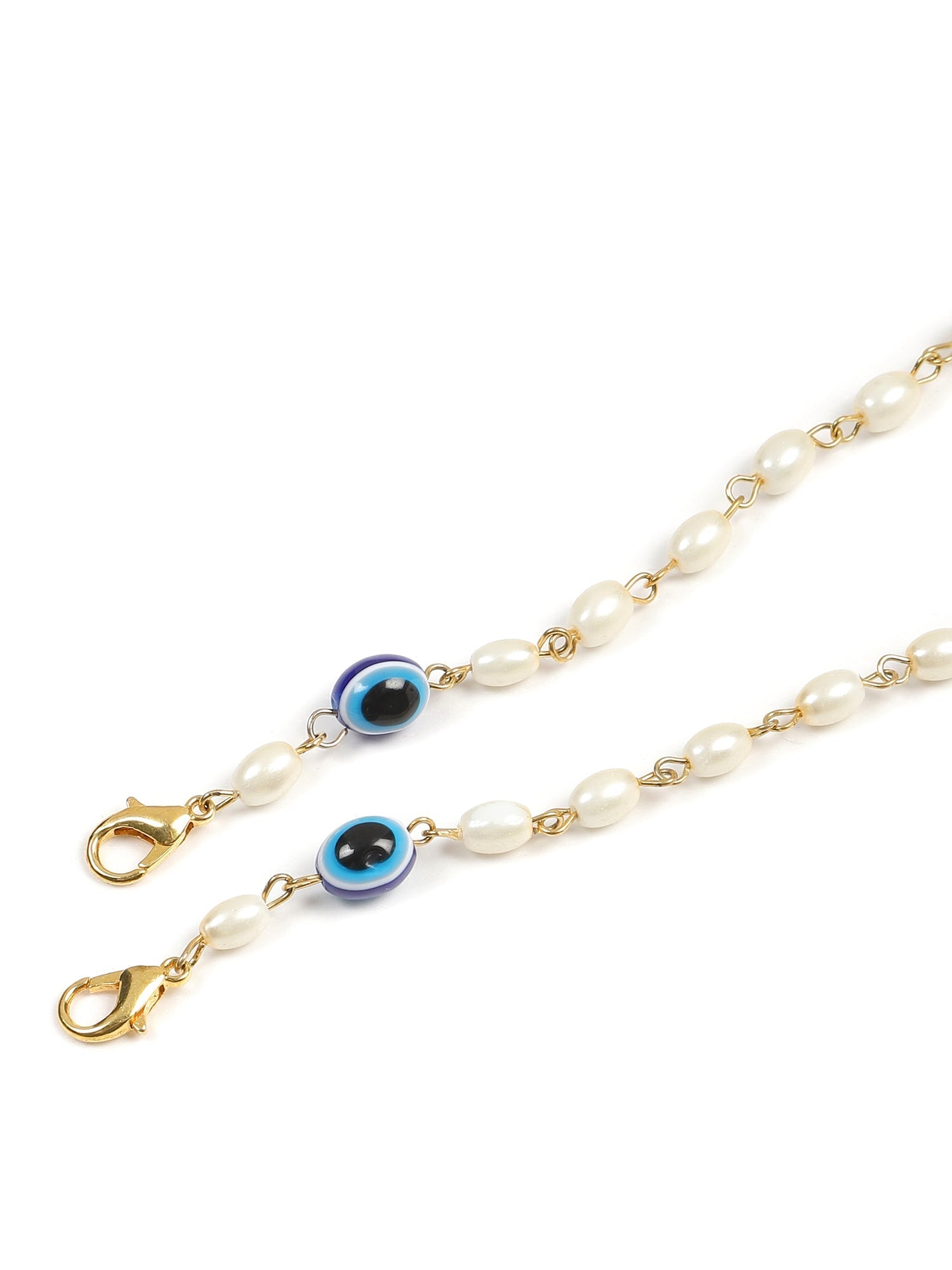 Gold-Toned Embellished Mask Chain - Ruby Raang | Grocsy