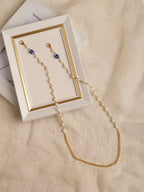 Gold-Toned Embellished Mask Chain - Ruby Raang | Grocsy