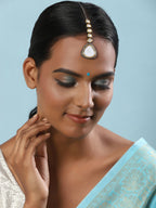 Silver-Plated Kundan Maang Tikka - Ruby Raang | Grocsy