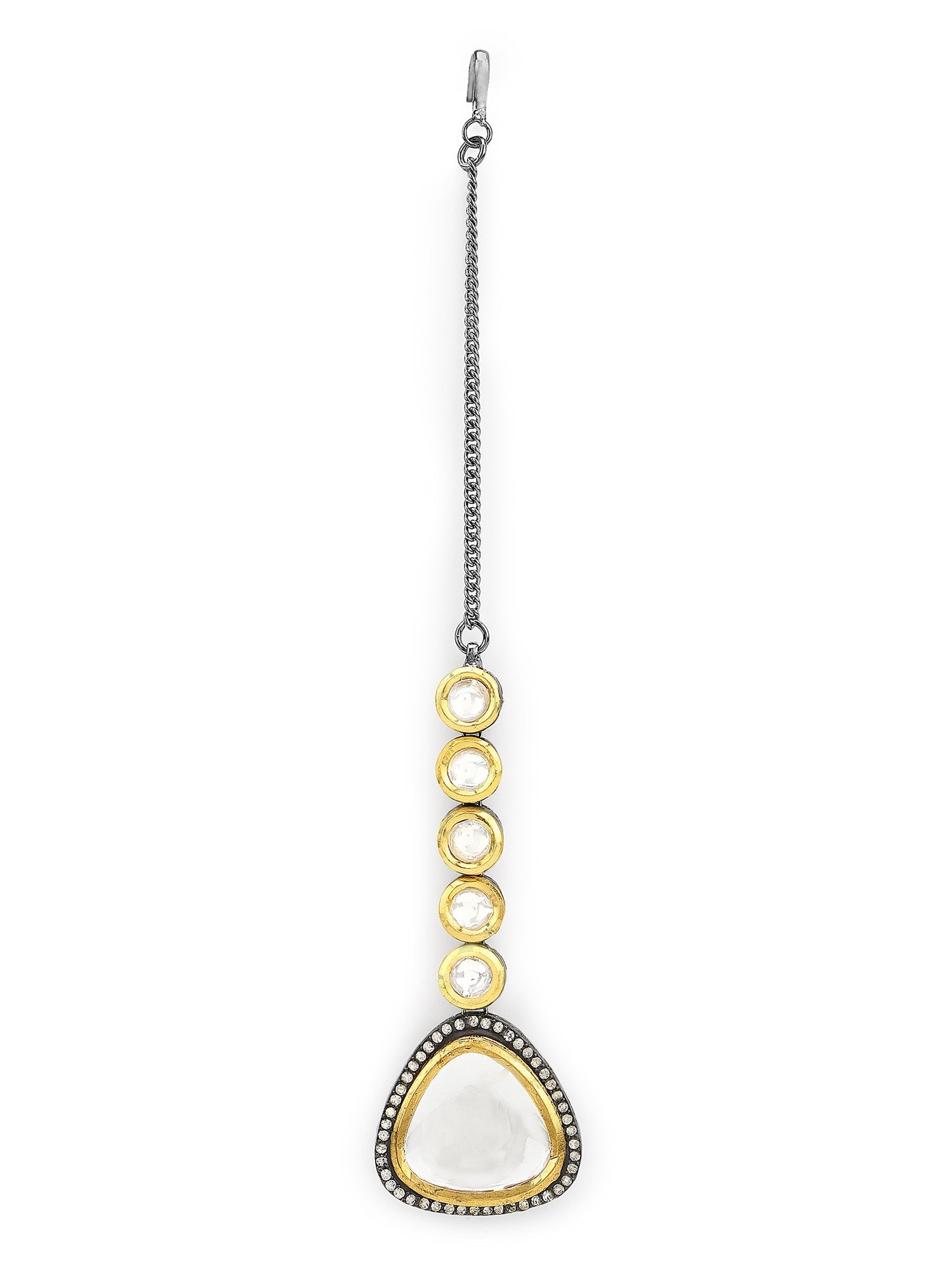 Silver-Plated Kundan Maang Tikka - Ruby Raang | Grocsy