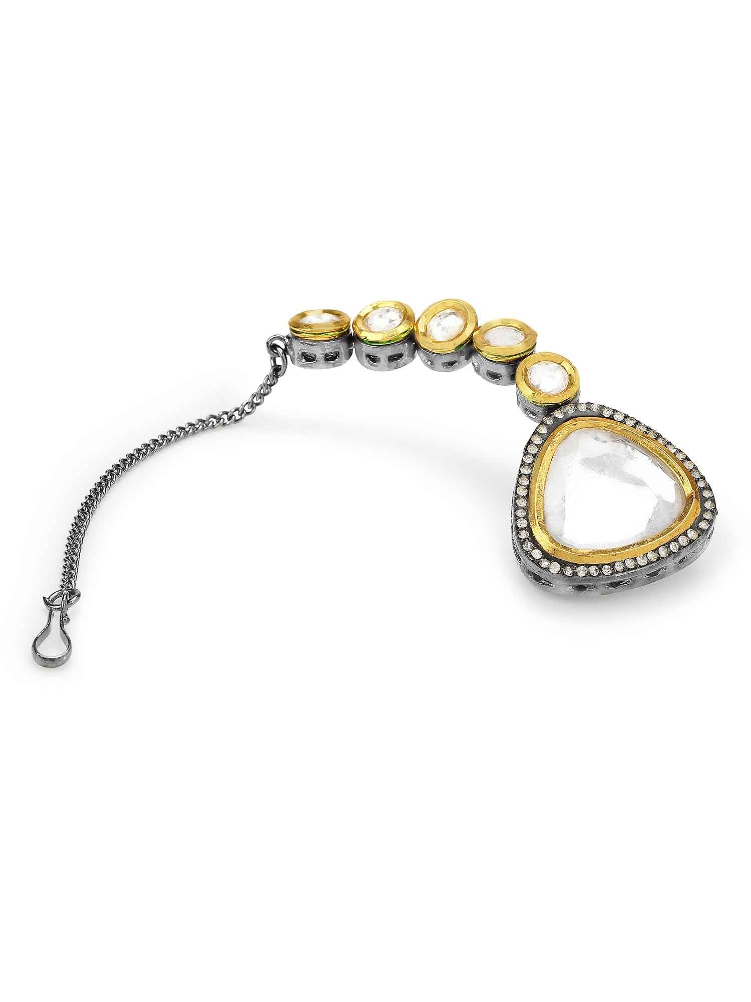Silver-Plated Kundan Maang Tikka - Ruby Raang | Grocsy