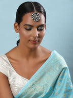 Silver-Plated White Kundan-Studded Maang Tikka - Ruby Raang | Grocsy