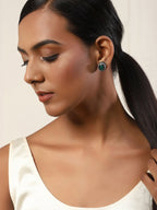 Silver-Plated Oval Kundan Studded Studs Earrings - Ruby Raang | Grocsy
