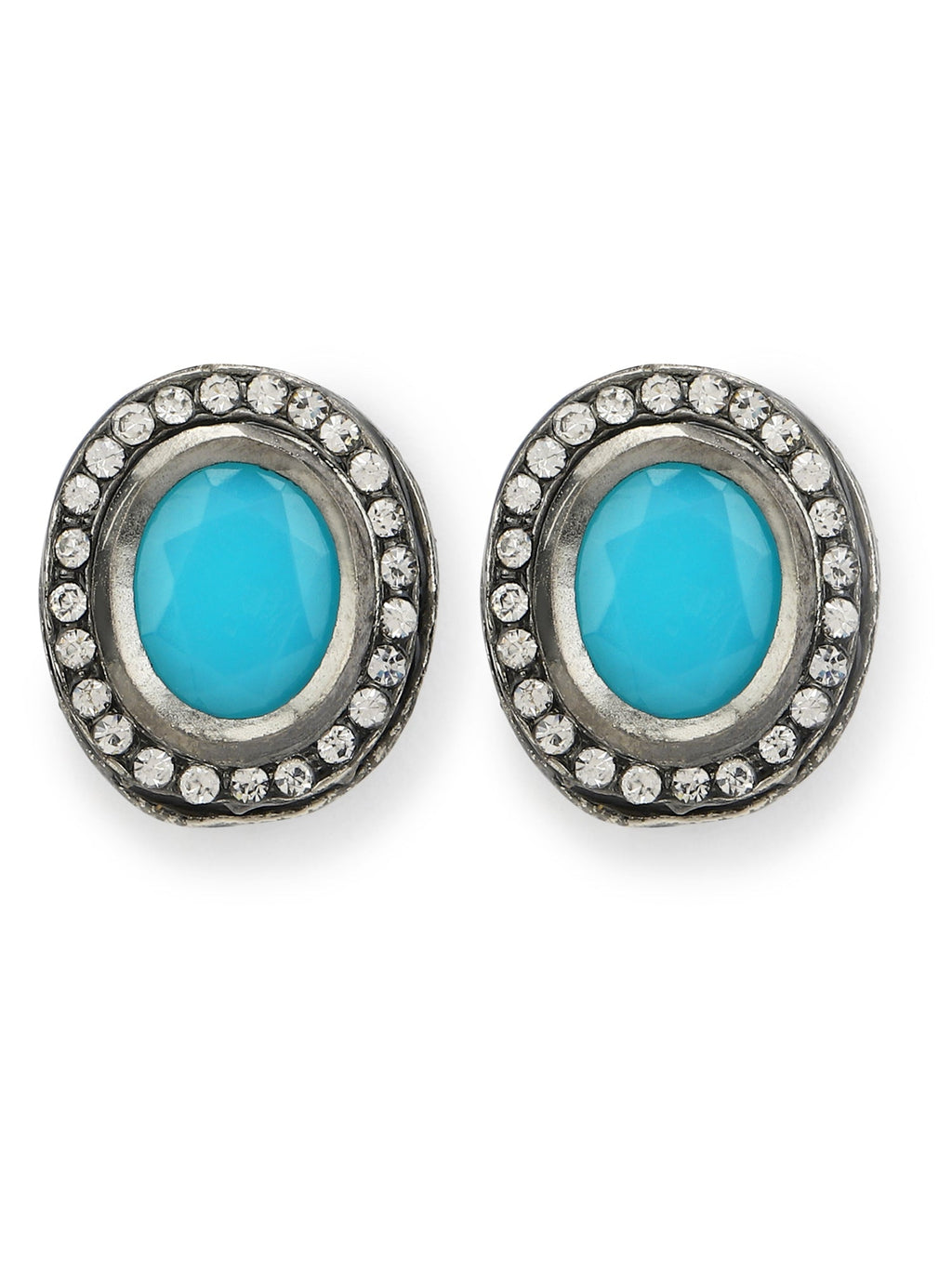 Blue Circular Studs Earrings - Ruby Raang | Grocsy