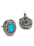Blue Circular Studs Earrings - Ruby Raang | Grocsy