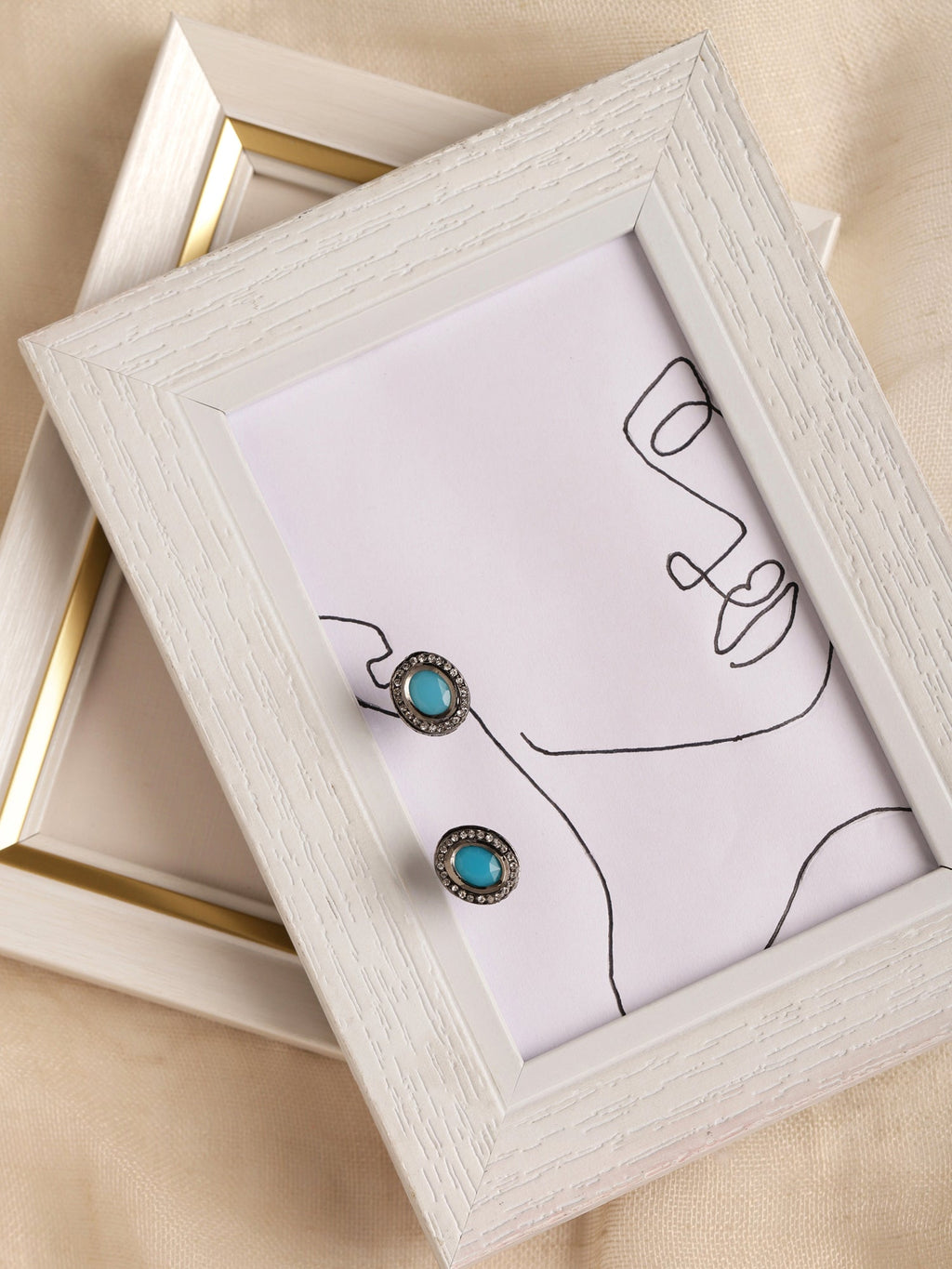 Blue Circular Studs Earrings - Ruby Raang | Grocsy