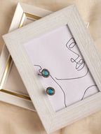 Blue Circular Studs Earrings - Ruby Raang | Grocsy