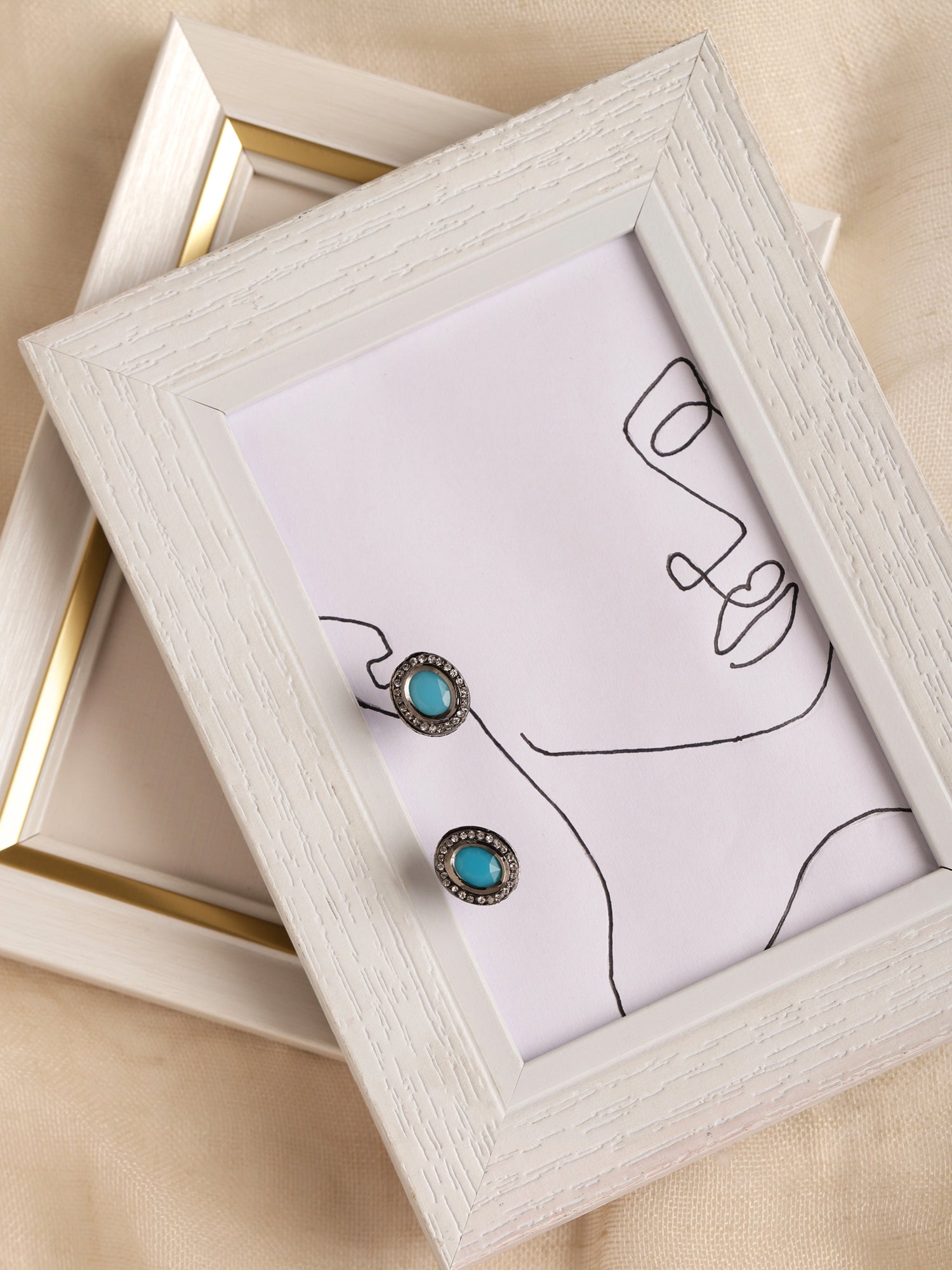 Blue Circular Studs Earrings - Ruby Raang | Grocsy