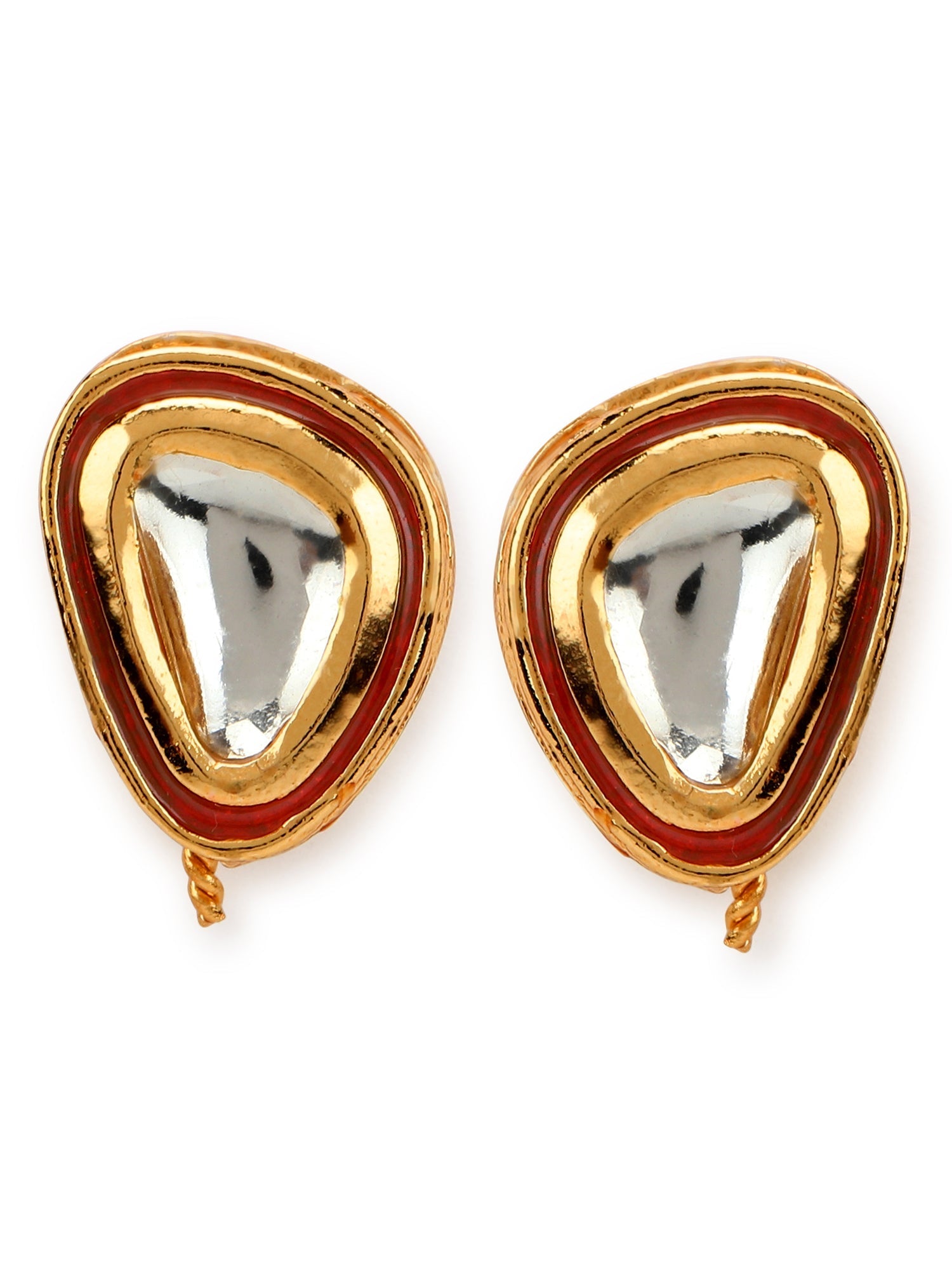 Red Circular Studs Earrings - Ruby Raang