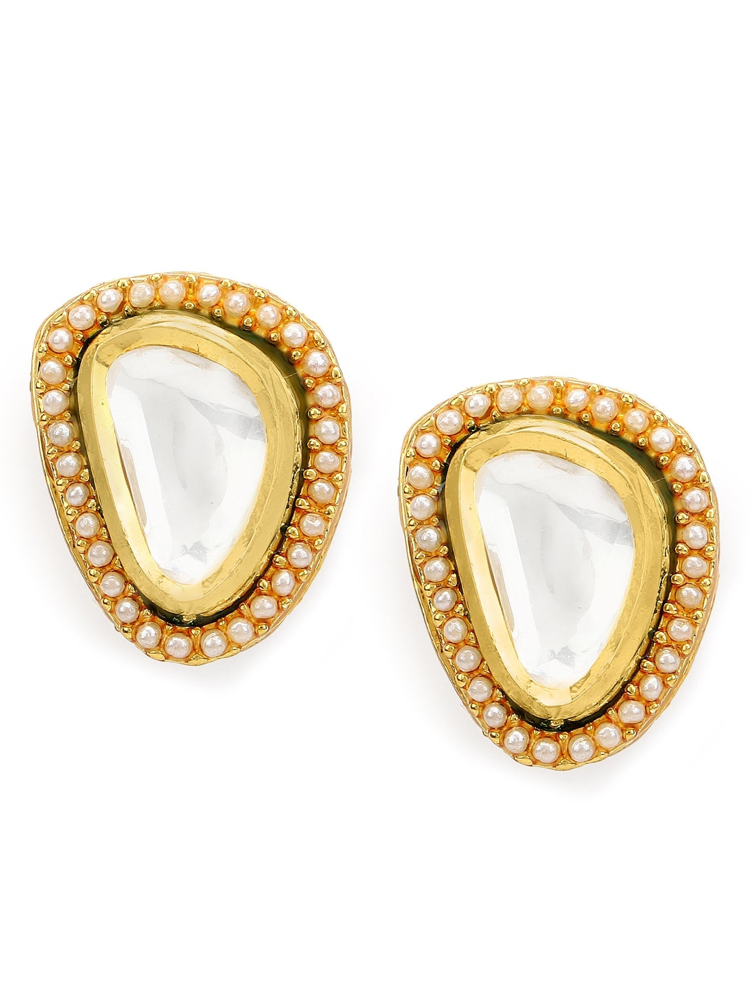 Gold-Polished Triangular Studs Earrings - Ruby Raang | Grocsy