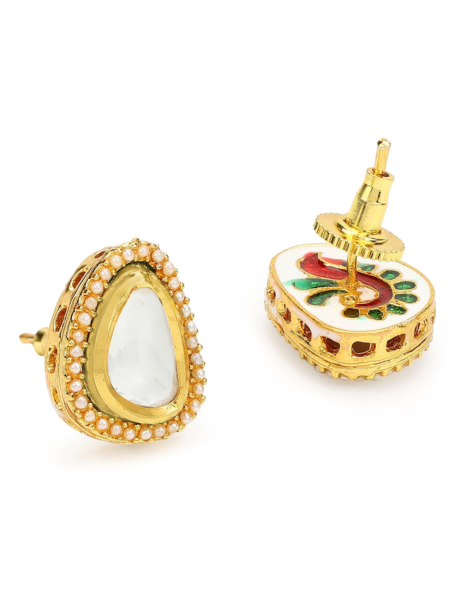 Gold-Polished Triangular Studs Earrings - Ruby Raang | Grocsy