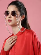 Gold-Polished Beaded Mask Chain - Ruby Raang | Grocsy