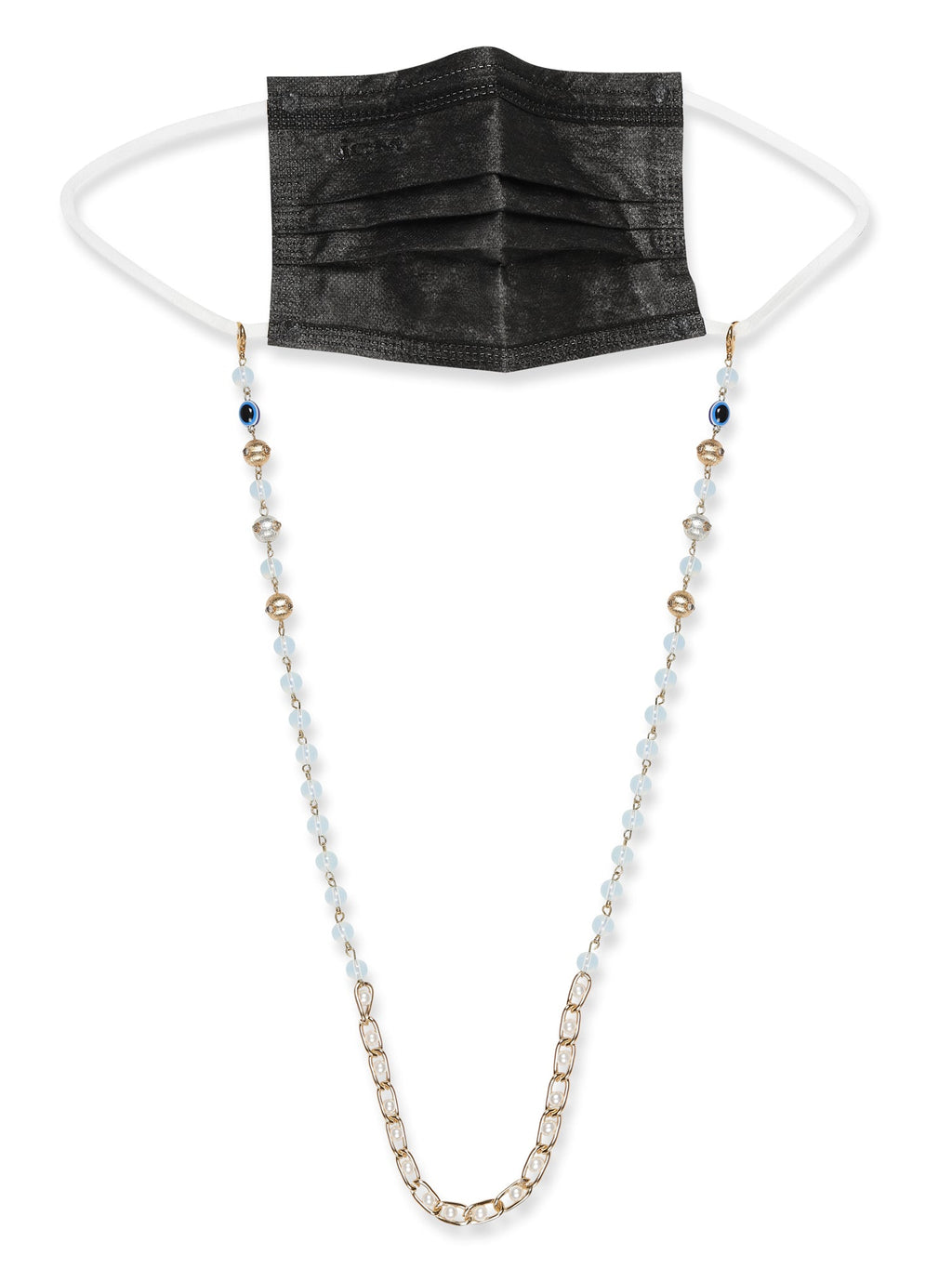 Gold-Polished Beaded Mask Chain - Ruby Raang | Grocsy