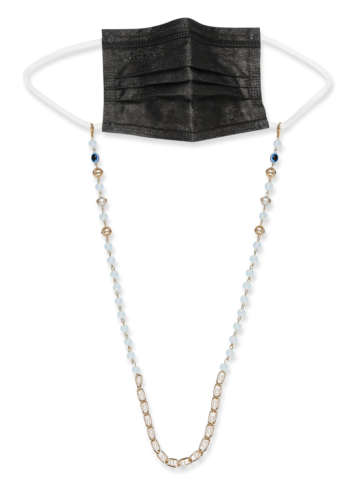 Gold-Polished Beaded Mask Chain - Ruby Raang | Grocsy