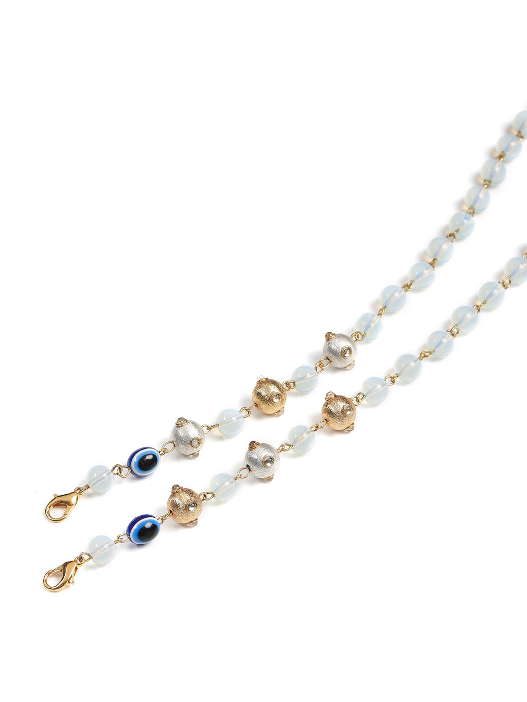 Gold-Polished Beaded Mask Chain - Ruby Raang | Grocsy