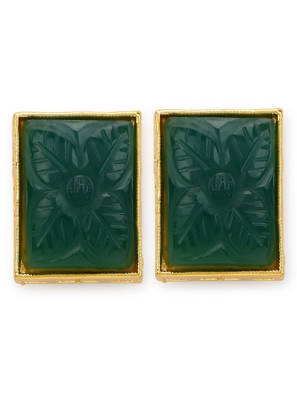 Green Square Studs Earrings - Ruby Raang | Grocsy